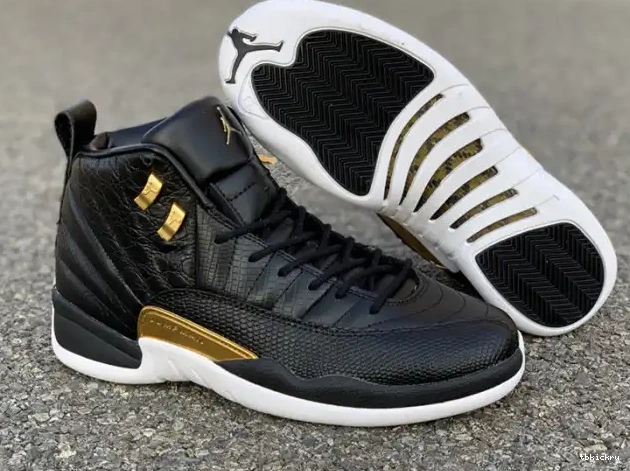 Cheap TBkick Metallic Retro 12 Jordan Air 'Reptile' Gold-White AO6068-007 Black 0208