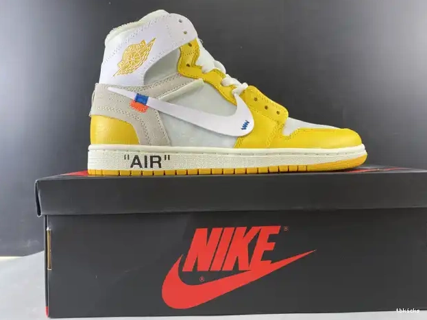 Rep TBkick Off-White 1 Jordan AQ0818-149 NRG White Powder x Dark Air Yellow-Cone 0211