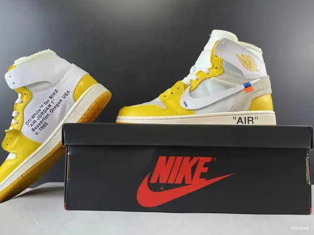 Rep TBkick Off-White 1 Jordan AQ0818-149 NRG White Powder x Dark Air Yellow-Cone 0211