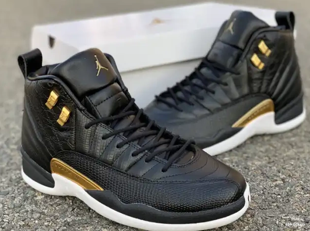 Cheap TBkick Metallic Retro 12 Jordan Air 'Reptile' Gold-White AO6068-007 Black 0208