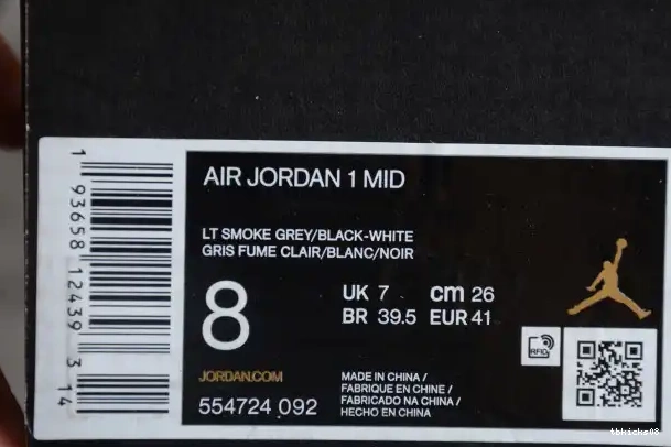 Reps TBkick Grey 554724-092 Light Jordan Mid AIR 1 Smoke 0319