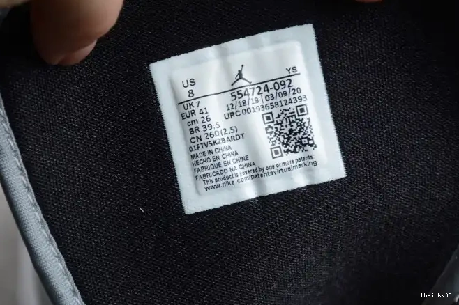 Reps TBkick Grey 554724-092 Light Jordan Mid AIR 1 Smoke 0319